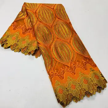 S kamni afriške čipke tkanine, visoko kakovostne čipke za poročno obleko, oranžna til tkanine, čipke 5yards