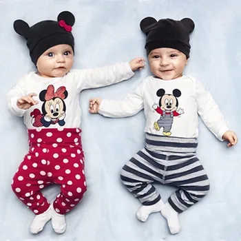 Bombaž Baby Girl Obleke Mickey Baby Boy Oblačila Baby Igralne Obleke Newborn Baby Oblačila Poletje Roupas Bebe Dojenčka Jumpsuits Risanka