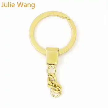 Julie Wang 10PCS Baker Keyring Keychain Split Obroč s Kratkimi Verigami Keychains obeskov Ročno izdelan Nakit, Izdelava Dodatne opreme