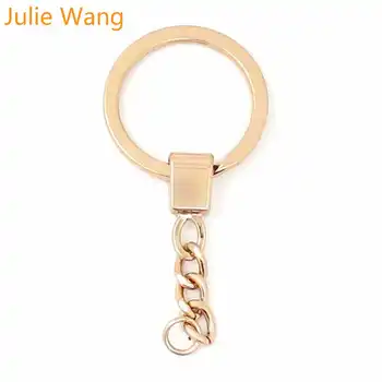 Julie Wang 10PCS Baker Keyring Keychain Split Obroč s Kratkimi Verigami Keychains obeskov Ročno izdelan Nakit, Izdelava Dodatne opreme