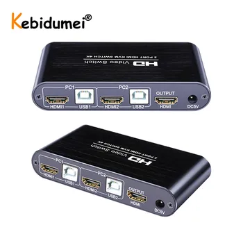 4K KVM Stikalo 2v 1Out USB HDMI je združljiv KVM Preklopnik za Ločevanje Podporo Oddaljenim Wake-Up za Tipkovnico, Miško, Tiskalnik, Monitor