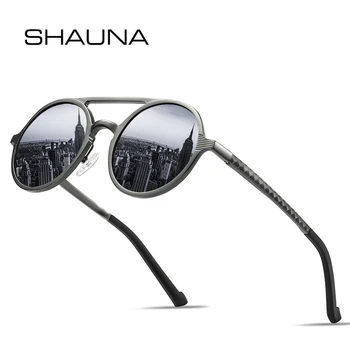 SHAUNA Nov Prihod Klasičen Moški Modni Magnezij Aluminij Okvir Polarizirana sončna Očala Visoke Kakovosti Moških Okroglo Obliko Očal Odtenek