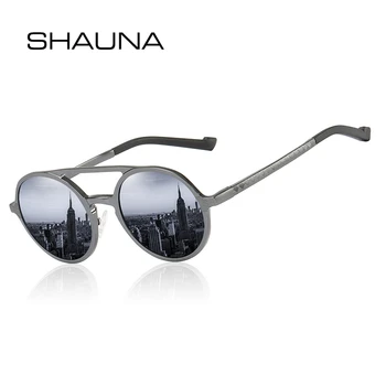 SHAUNA Nov Prihod Klasičen Moški Modni Magnezij Aluminij Okvir Polarizirana sončna Očala Visoke Kakovosti Moških Okroglo Obliko Očal Odtenek