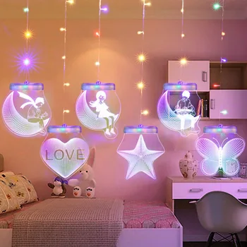 Luna Star LED Vila Lučka Windows Ustvarjalne Žarnica Svetlobo Romantično Poroko Božično Darilo Luči Počitnice Dekoracijo Notranjih Luči