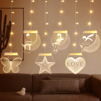 Luna Star LED Vila Lučka Windows Ustvarjalne Žarnica Svetlobo Romantično Poroko Božično Darilo Luči Počitnice Dekoracijo Notranjih Luči