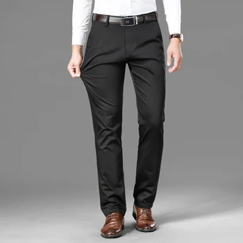 SHANBAO blagovne znamke udobno mehko bombažne stretch poslovni moški priložnostne naravnost hlače 2020 jeseni nova barva hlače 6601