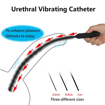 Sečnice Vibrator Kateter Penis Plug Sex Igrača za Moške z vibriranjem Sečnice Plug Masturbator Penis Vstavljanja Sečnice Zvok Dilator