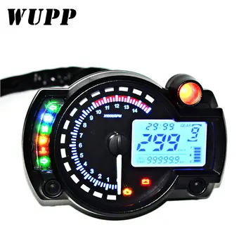 WUPP 15000 RPM Meter Motocikel Digitalni merilnik Hitrosti merilnik vrtljajev Števec LCD Goriva v Rezervoarju DC 12V MAX 299KM/H 7 Barve Nastavljiv