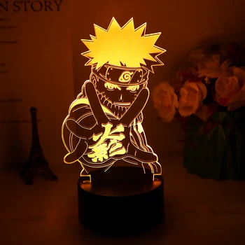 Japonski Anime Naruto Slika 3d Noč Lučka za Otroke Spalnica Dekor Nočna Najboljše Darilo za Rojstni dan Otroka Postelji Led Nočna Lučka