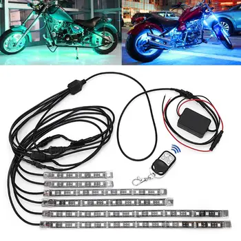 6 Kos Motocikla dekoracijo 5050 SMD Trak Fleksibilni RGB Utripajoča Lučka LED Z Daljinskim upravljalnikom Za motorno kolo Deco svetlobe