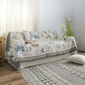 Aggcual Sodobne preprost kavč odejo za kavč nordijska cvet in ptic pletene vrgel odejo za posteljo Bedspread pozimi tapiserija XT11