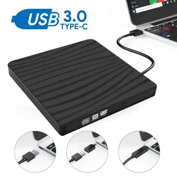KuWFi USB 3.0 Zunanji Pogon CD Tip C Zunanji Pogon CD Dvojni Vmesnik DVD-Jev Pisatelj, DVD-RW, DVD-ROM Predvajalnik za Laptop in PC