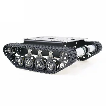Črna blažilec Kovinski RC Robot Tank Ohišje Kit Mobilne Platforme za Arduino Uno r3 Raspberry Torte DIY Deli Igrač