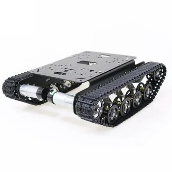 Črna blažilec Kovinski RC Robot Tank Ohišje Kit Mobilne Platforme za Arduino Uno r3 Raspberry Torte DIY Deli Igrač