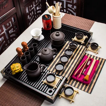 Elegantno Kitajski lesa Pladenj Kung Fu Klasični Nastavite Čaj Tabelo, ki Služijo Pladenj je manjše Naravno Tradicionalno Za Čajnik Shranjevanje
