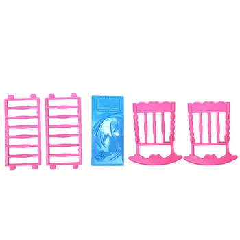Srčkan Plastičnih 1PC Mini Lutka Visoko Stol z 1pc Lutka, Zibanje, Zibelka Posteljo Lutka Hiša, Pohištvo, Dodatki za Barbie Lutke Igrače
