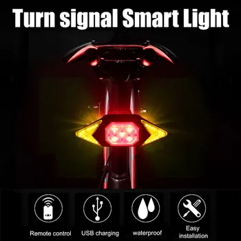2021 Novo Kolo Svetlobe LED USB polnilne Kolesarska Luč Pametni Brezžični Daljinski upravljalnik Vključite Opozorilne Luči Opozorilo Kolo Svetlobe
