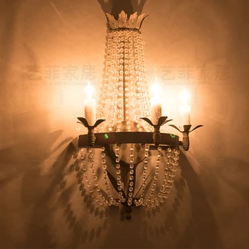 Francoski retro naredite stari slog, palača Princesa crystal stenska svetilka spalnica postelji stenska svetilka
