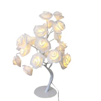LED Bele Vrtnice Cvet Postelji Spalnica Noč Svetloba namizne Svetilke Doma Dekor Simulacije Drevo Božič Wedding Party(EU Vtič)