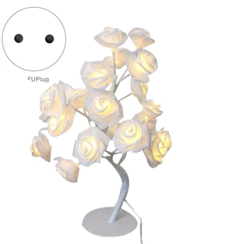 LED Bele Vrtnice Cvet Postelji Spalnica Noč Svetloba namizne Svetilke Doma Dekor Simulacije Drevo Božič Wedding Party(EU Vtič)