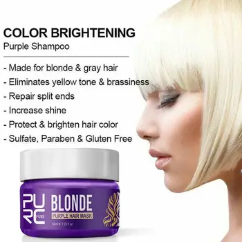 100 ml PURC Blond Lase Masko Šampon Proti Medenina Off Vijolično Šampon Ulta Lepote, Nege, Bleščeče Barve za Lase, Barvane Zdravljenje
