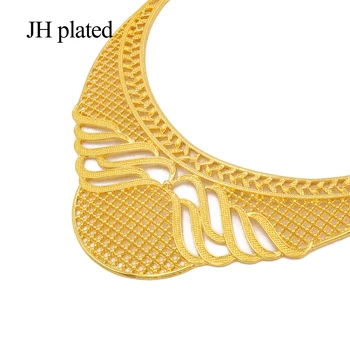 Dubaj nove luksuzne 24K Zlata barva nakit sklopov Ornament nakit set za ženske, ženska ogrlica, uhani Afriških žena darilni set