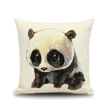 Vroče prodaje Srčkan cartoon živali panda tiskani bombaž perilo domu dekorativni vzglavnik avto-styling sedež nazaj blazine 45x45cm brez polnjenja