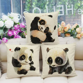 Vroče prodaje Srčkan cartoon živali panda tiskani bombaž perilo domu dekorativni vzglavnik avto-styling sedež nazaj blazine 45x45cm brez polnjenja