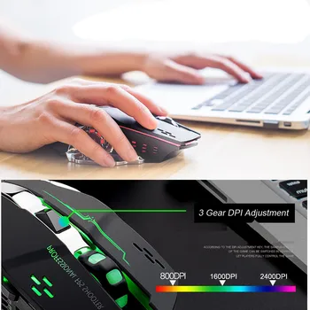 2020 Novo 2400DPI Miške za Polnjenje X8 Brezžični Tiho LED Osvetljen USB Optični Ergonomska Gaming Miška Dihanje Svetlobni Svetlobe