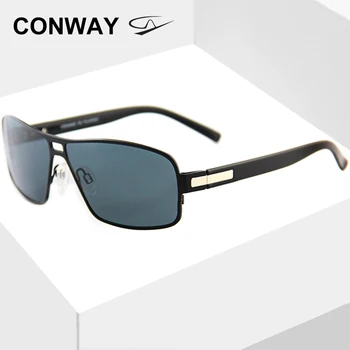 Conway Mens Polarizirana sončna Očala z UV Zaščito sončna Očala iz Nerjavečega Jekla Vožnje Očala za Moške Pravokotne Pilot Style