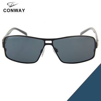 Conway Mens Polarizirana sončna Očala z UV Zaščito sončna Očala iz Nerjavečega Jekla Vožnje Očala za Moške Pravokotne Pilot Style