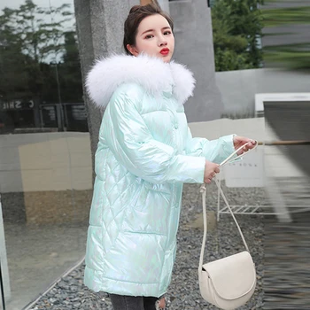 2020 ženske zimske dolgo parkas srebro debel bombaž, oblazinjeni jopiči hooded z krzno ovratnik priložnostne toplo prevelik femme coats
