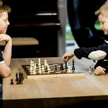 3 V 1 Lesene Mednarodna Šahovska garnitura leseni Šah, družabne igre Dama Puzzle igra, ki se ukvarjajo darilo za Rojstni dan Za otroke ajedrez