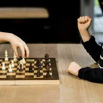 3 V 1 Lesene Mednarodna Šahovska garnitura leseni Šah, družabne igre Dama Puzzle igra, ki se ukvarjajo darilo za Rojstni dan Za otroke ajedrez