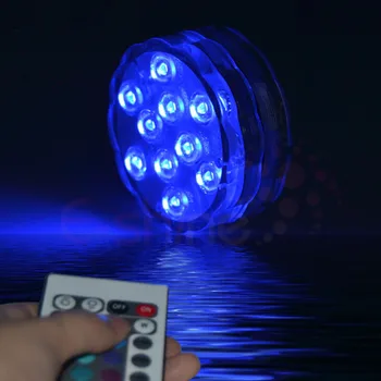 10LEDs Potapljanje Gumb Luči LED Bazen Osvetlitev Akvarija, Pisane Luči Daljinski upravljalnik Podvodni Nepremočljiva Luči LB88