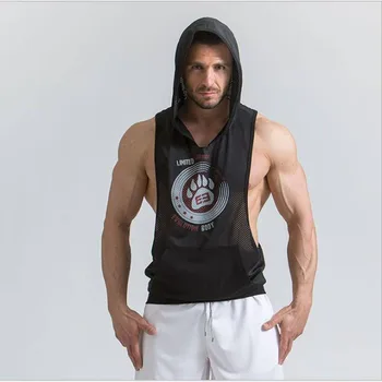 2020 Fitnes Moških Bodybuilding Brez Rokavov Mišice Hoodies Uvježbavanje Oblačila, Casual Bombaž Vrhovi Hooded Vrhovi Tank