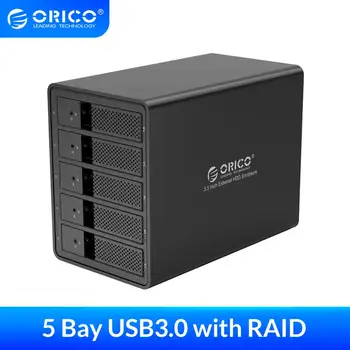 ORICO 3,5-Palčni 5 bay USB3.0 do SATA HDD Docking Postajo Z RAID Aluminijasto Ohišje HDD 150W Notranji Napajalnik HDD Primeru