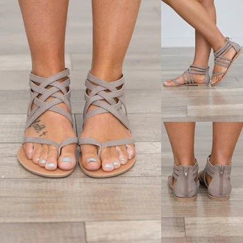 Plus Velikost 34-43 Stanovanj Poletni ženski Sandali Novi Modni Evropske Rimski Slog Priložnostne Čevlji Za Ženske Sandalias