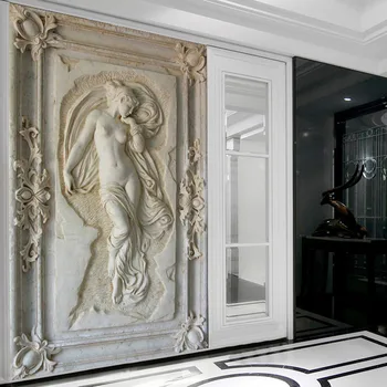 Po meri Foto Ozadje Evropski Stil 3D Reliefna Slika, Kip Zidana Hotel Dnevna Soba Ozadje Stene Knjige De Papel Parede 3 D