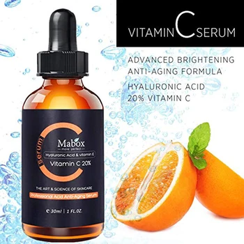 Mabox Vitamina C Beljenje Serum Hialuronska Kislina Obraz, Krema Vitamin E Organskih Anti-Aging Serum za Obraz, Oči Zdravljenje