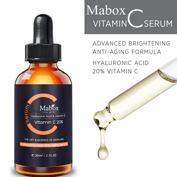 Mabox Vitamina C Beljenje Serum Hialuronska Kislina Obraz, Krema Vitamin E Organskih Anti-Aging Serum za Obraz, Oči Zdravljenje
