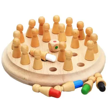 En Sklop Otroci Lesene Memory Match Palico Igra Šah Zabavno Za Otroke Kognitivne Izobraževalne Igre Krovu Barve Igrače Sposobnost Bloka Q1P4