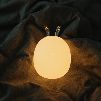 Vroče LED Elk Zajec Jelena Noč Svetlobe USB Polnilne Cartoon Živali Zatemniti Silikonski Lučka za Otroka, Otrok Postelji Spati