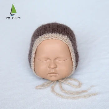 Kave barve moher plesti pokrova za novorojenčka fotografija prop baby ročno kvačkane klobuk studio poganjki pribor foto prop