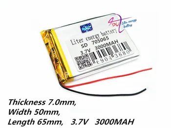 Litij-polimer baterija 705065 3,7 V 3000MAH mobilne moč Tablet PC GPS navigacija