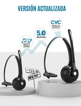 Mpow MBH15 Pro Posodobljene Slušalke 16h Čas Pogovora Brezžična tehnologija Bluetooth 5.0 Z Mikrofonom za Prostoročno uporabo Za klicni Center, Voznik Pisarna Poslovni