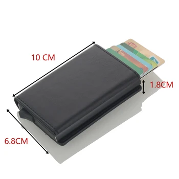 Imetnik kreditne Kartice 2020 Novo Aluminijasto Okno Kartice Denarnice RFID PU Usnje Pop Up Card Primeru Magnet iz Ogljikovih Vlaken Kovanec Torbici