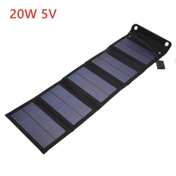 20W Sončne celice Zložljiva Nepremočljiva Sonce Moč Sončne Celice Polnilnik 5V 2A USB Izhod Naprave, Prenosne, za Kampiranje na Prostem Avto