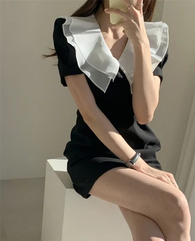 Colorfaith Novo 2020 Ženske Poletne Obleke Organza dvoslojno Visoko Pasu Modi Priložnostne korejski Slog Lady Mini Obleka DR8370