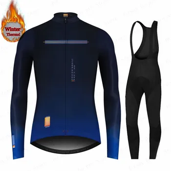 2021 Novi Španiji Zimsko Termalno Runo Long Sleeve Jersey za Moške Ropa Ciclismo Kolesarski Komplet MTB Kolesarjenje Oblačila, hlače, Hlače z Oprsnikom Set